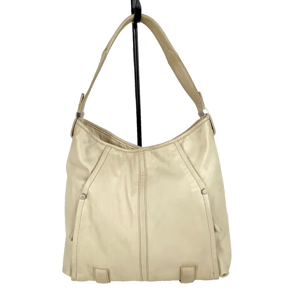 Perlina Soft Leather Shoulder Bag Ivory Purse Satchel Top Handle Hobo Handbag